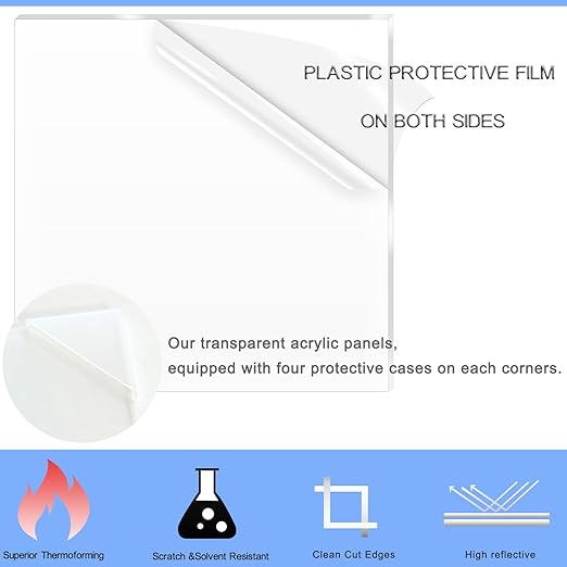 4 Pack 5x7 Inch Acrylic Sheet 1/8" Thick, Cast Acrylic Sheet, Clear Plexiglass Sheets, for Craft Projects, Display Cases, Signs, Photo Frame