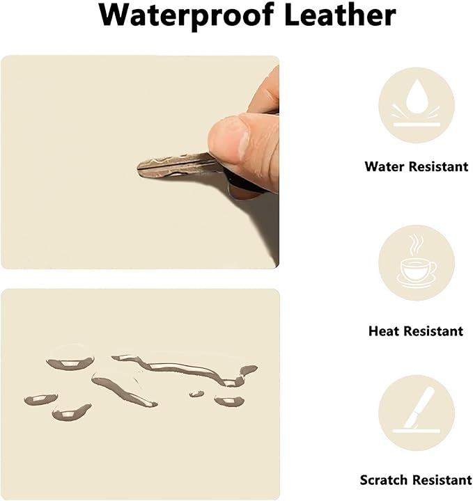 PU Leather Desk Pad Protector Gaming Mouse Pad Non Slip Desk Mat for Keyboard and Mouse Waterproof Desk Writing Pad for Office and Home Desk Accessories(Beige, 35.4 * 17.7)