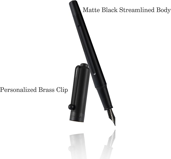 HUASHILAI Luxury Matte Black Forest Fountain Pen Set,Titanium Black Extra Fine and Medium Nibs,Includes 2 Ink Converters,10 Ink Cartridges,15ml ink，Premium Gift Case for Calligraphy (Medium Nib)
