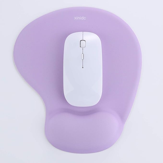 xinidc Ergonomic Computer Mouse Pad with Wrist Rest Support, Pain Relief Mouse Pad with Non-Slip PU Base for Home Office Working Studying (Purple)