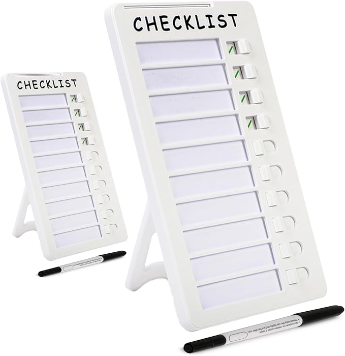 2pcs Dry Erase Chore Chart, Standable Whiteboard Checklist Board, Chore Chart for Kids Routine Chart with Two Markers (Standable)