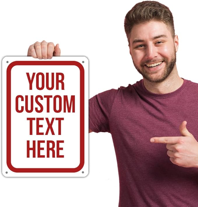 Custom Sign Sticker, Personalized Signs for Office, Business, Workplace, Warehouse, Airbnb, Warning Label, Delivery Red Border Signs, 7x10 Inches, Waterproof, Hazard Information, Made in USA (Multi-color, 7 x 10" Decal Stickers)