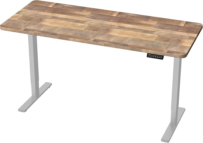 VIVO Electric 60 x 24 in Standing Desk, Memory Height Adjustment, 1B Series, Holds 220 lbs, One-Piece Reclaimed Wood Top, Gray Frame, DESK-KIT-1G6P