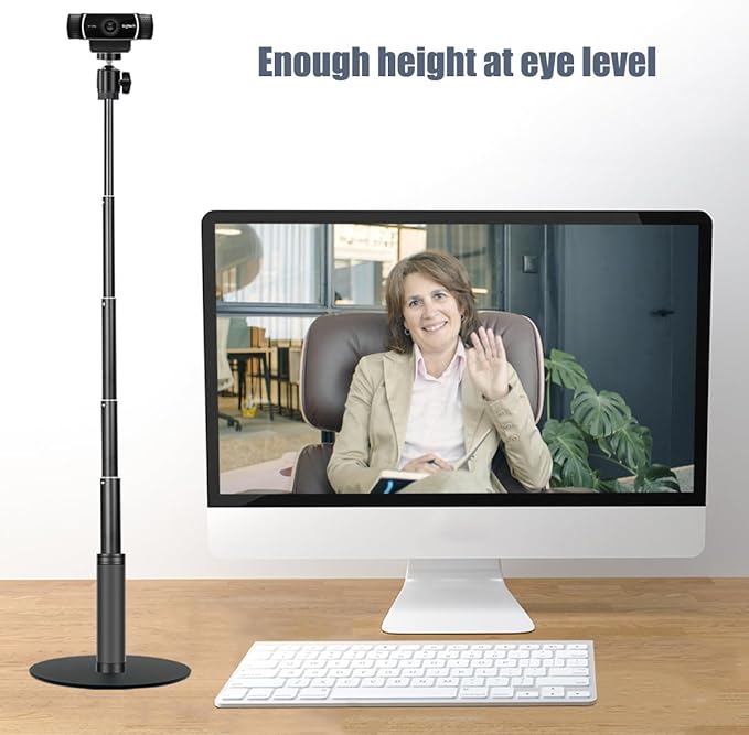 JCWINY Webcam Stand, 28 Inch Web Cam Stand for Desk, Adjustable Webcam Mount Camera Stand for Logitech Webcam C922 C930e C920S C920 C615 C960 C920x BRIO 4K NexiGo N60 and Others