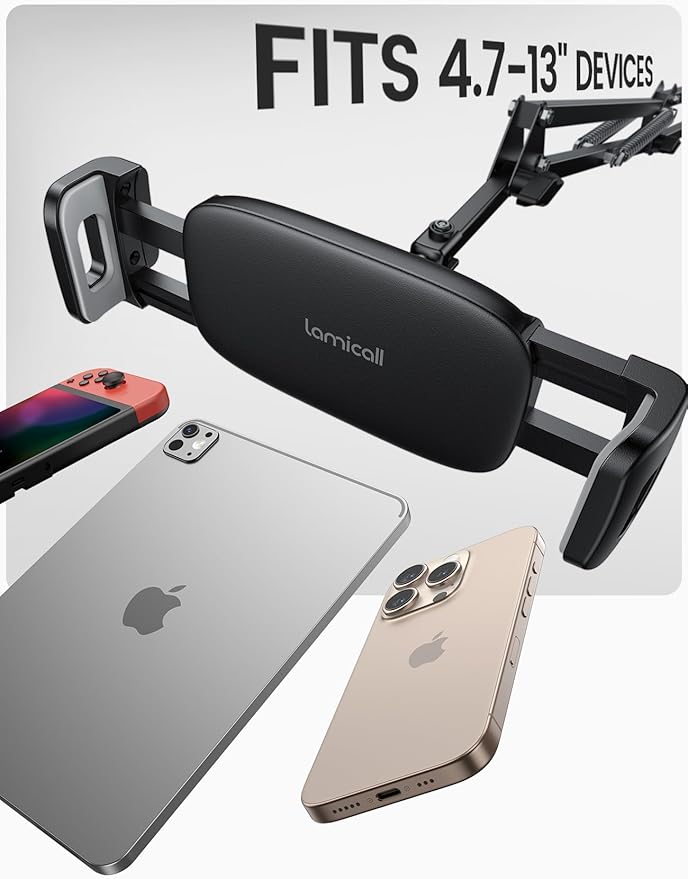 Lamicall Tablet Floor Stand Holder - [55" Height Adjustable][ Flexible Arm] Multi Angle Tablet Holder, 5lb Weighted Base Bed Mount for 4.7-13" Devices, iPad Pro Air Mini, Kindle, Tabs, E-Readers