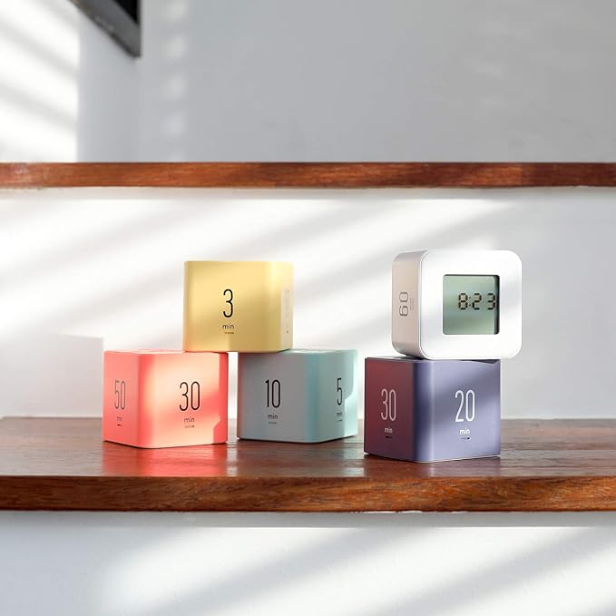 mooas Multi Cube Timer/Rotating Flip Clock Timer (Violet), Simple Operation, Digital Clock & ADHD Block Time Timers Management for Kids Desk Kitchen Study Classroom Cube 5,10,20,30 min Setting