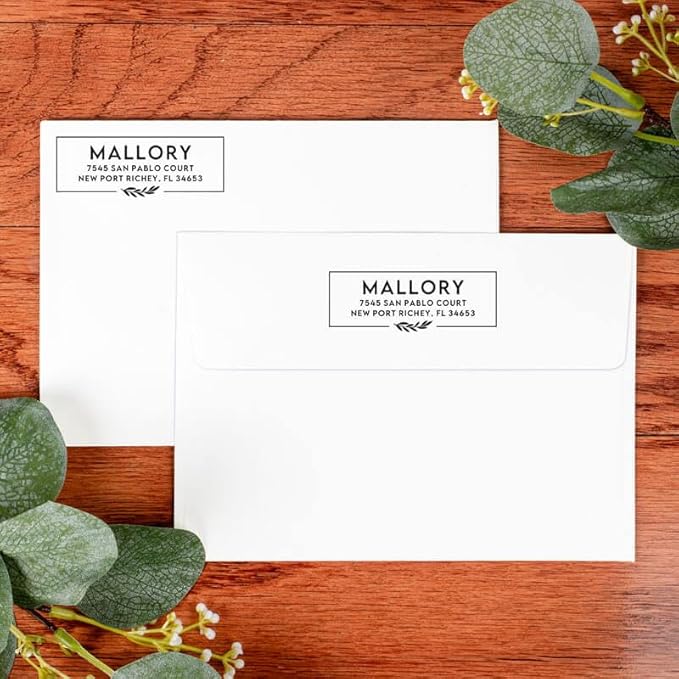 Custom Floral Address Stamp | Choose from 12 Designs | Multiple Ink Color Options | Envelope Return Address Stamp for Couple or Family (Design 1, Medium)