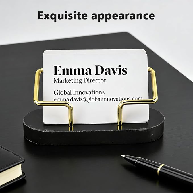Qirvaten 2 Pieces Business Card Holder for Desk, Modern Business Card Display Stand, Gift Cards Organizer, Postcard Holder for Office, Reception, Desktop
