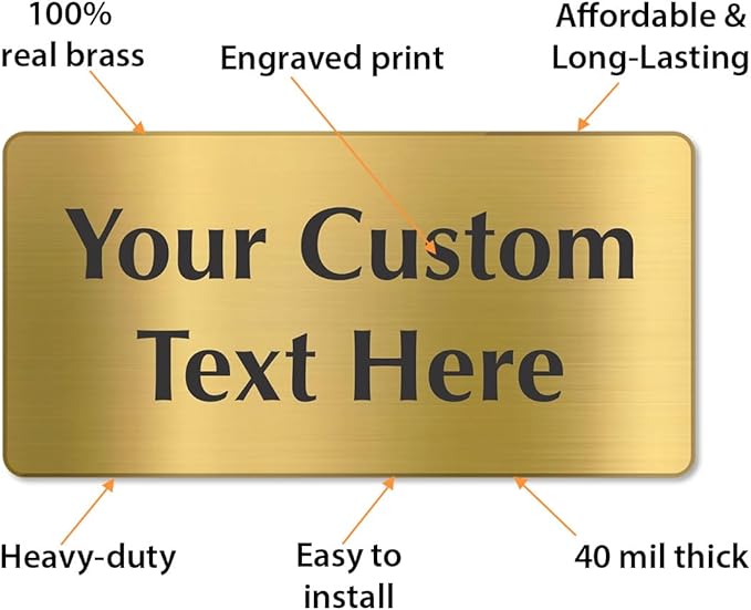 SmartSign Custom Brass Sign - 4" x 8", 40 mil REAL Bugle Brass Metal, Personalized Name Door Sign, Heavy-Duty Premium Engraved Door/Wall Mount Plaque for Business/Office, Gold and Black