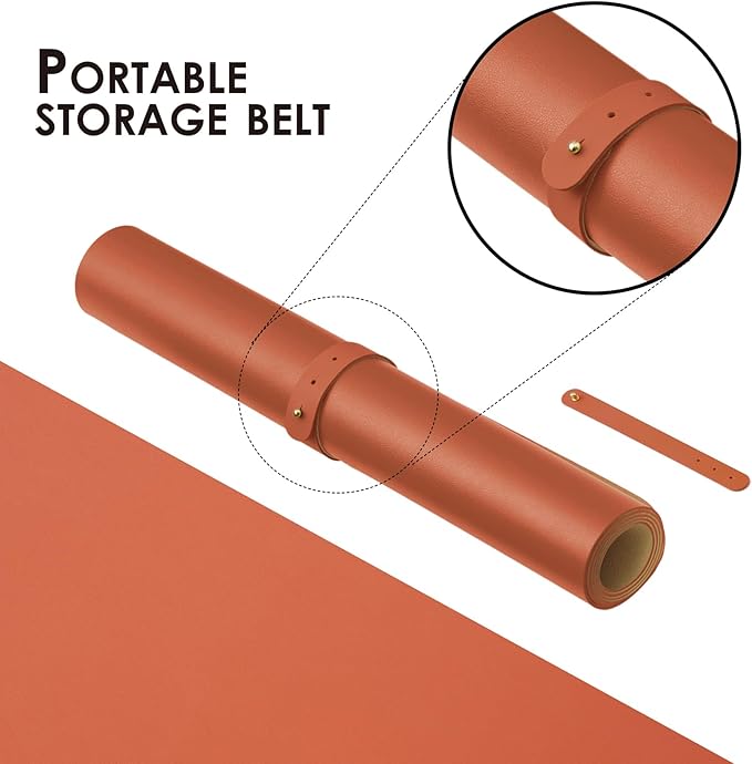 Large Desk Mat - 47.2"x 17" Non-Slip PU Desk Pad for Office and Home - Ideal for Large Mouse Pad and Desk Mats on Top of Desks(Orange)