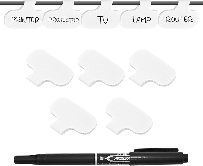 SZ.haitun 40 Pack Cable Labels Tags, White Write On Wire Cord Tags and Charger Labels Waterproof for Cable Management and Identification Electronics (Oval)