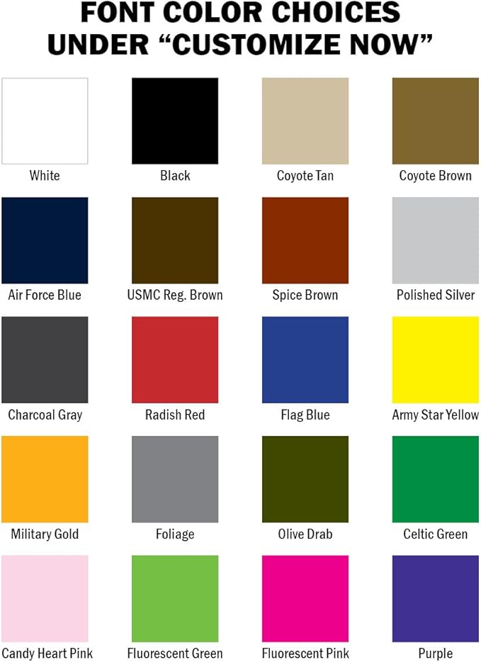 Custom Uniform Name Tapes Solid Colors. Made in The U.S.A. Ships Under 24 Hours. Chambrell Fabric, 5 Inch Hook Fastener (Uniform Ready Fastener)