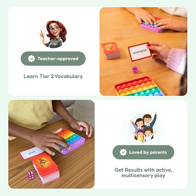 THE FIDGET GAME Vocabulary Words, Flash Card Game, Grade 4-6, Ages 9-12, Develop Communication and Reading Comprehension Skills, Fidget Mats, Learning Guide & PDF Workbook Included
