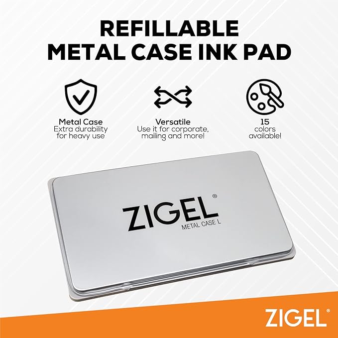 2 Pack Metal Case Stamp Pad Large Size, Sky Blue Color - Size: 3" x 6" - Choose from 15 Ink Colors