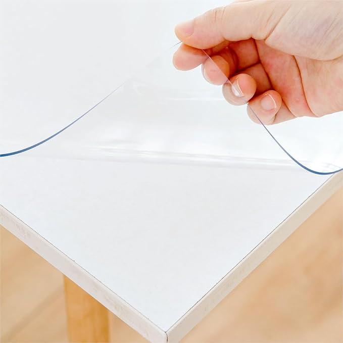 Eisdroma 42 x 80 Inch Clear Table Cover Protector, Clear Table Protector for Dining Room Table, 1.5mm Plastic Table Cover, Waterproof Table Pad for Kitchen, Office