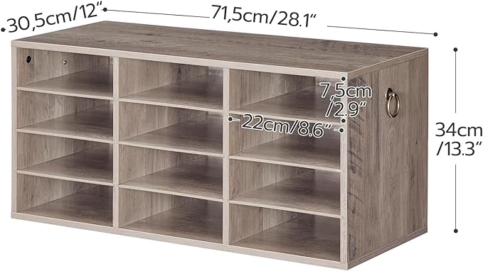HOOBRO Countertop Mail Sorter Organizer, Wooden Literature Organizer, Student Mailbox for Classroom, Desktop Bill Organizer for Office Home School, 12 Compartments, Greige BG43WF01