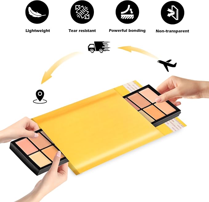 Ctarsthome 105Pack Yellow 3.5x5in Kraft Bubble Mailers Small Business Mailing Packages Self-Sealing Paper Envelopes, Mailer Shipping Padded Envelopes with Strong Adhesion for Jewelry Makeup Supplies