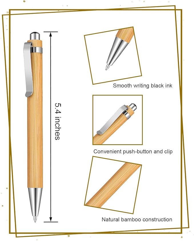 lyforx 250pcs Bamboo Pens Bulk Wooden Bamboo Pens Engraving Wooden Ballpoint Pen Customizable Gift Pen Bulk