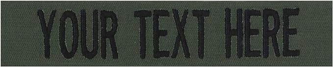 Custom Uniform Name Tapes Solid Colors. Olive Drab Fabric, 4 Inch Sew on