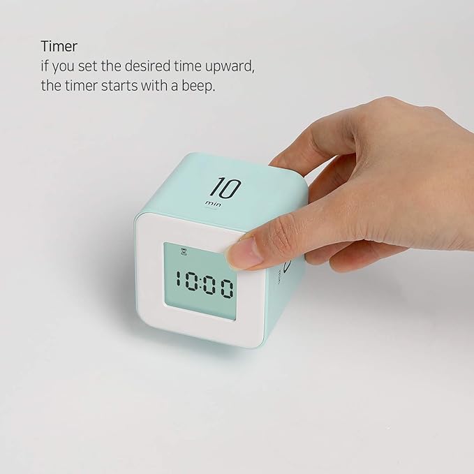 mooas Multi Clock Time Cube Timer (White), Alarm & Backlight Desk Productivity for ADHD Kids Classroom Study, Kitchen, Cooking, Desk, Office, Time Management 5,15,30,60 min Timer Various Setting
