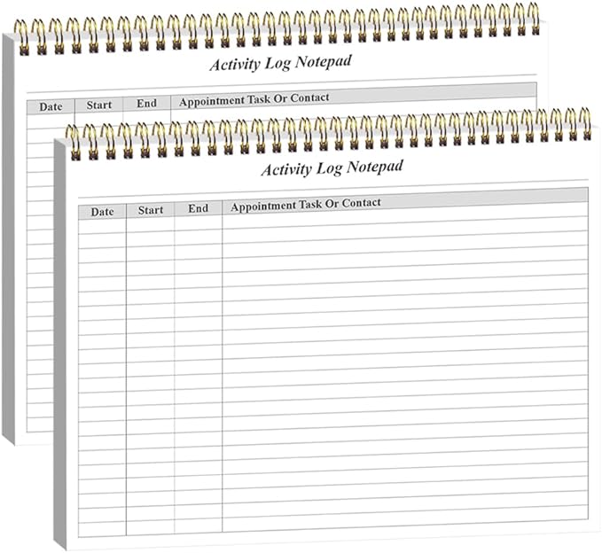 (2-Pack) Activity Log Notepad - Spiral Activity Log Book for Business Work, Undated Weekly To Do List Notepad, Organized Time Spending, Appointment or Contact, Total in 104 Sheets, 100gsm Paper, 8.5" x 11"