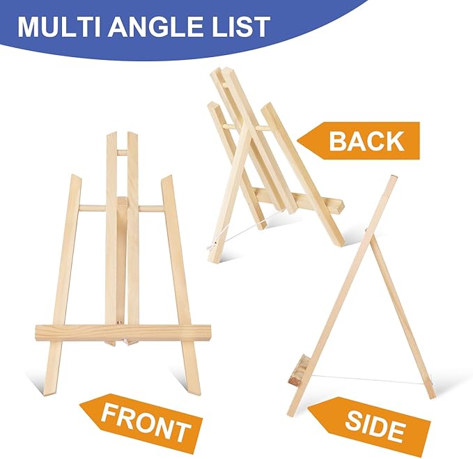 ESRICH 8 Pack 11.8" Wood Easels,Tabletop Easel for Painting,Painting Party, Displaying Canvases, Kids Student Table School Desktop, Portable Canvas Photo Picture Sign Holder
