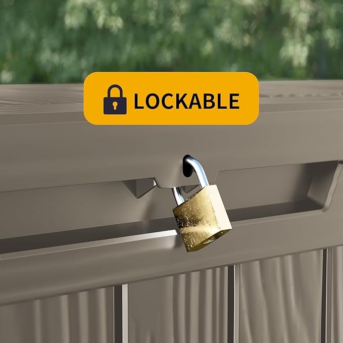 Yardgrace Heavy-Duty 150 Gallon Waterproof Deck Storage Boxes for Outdoor - Patio Deck Box & Pool Storage Organizer, Lockable Resin Chest for Cushions & Tools, UV-Resistant, Slate Grey
