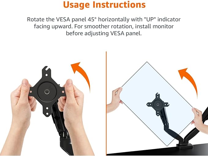 Amazon Basics Gas Spring Dual Computer Monitor Arm Mount, Adjustable, Holds up to 27" Monitors, Black