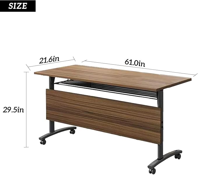 Folding Conference Table,61in Rectangle Conference Room Tables,Large Rolling Meeting Seminar Tables for 2-8 People,Mobile Training Table with Caster,Collapsible Conference Training Tables for Office