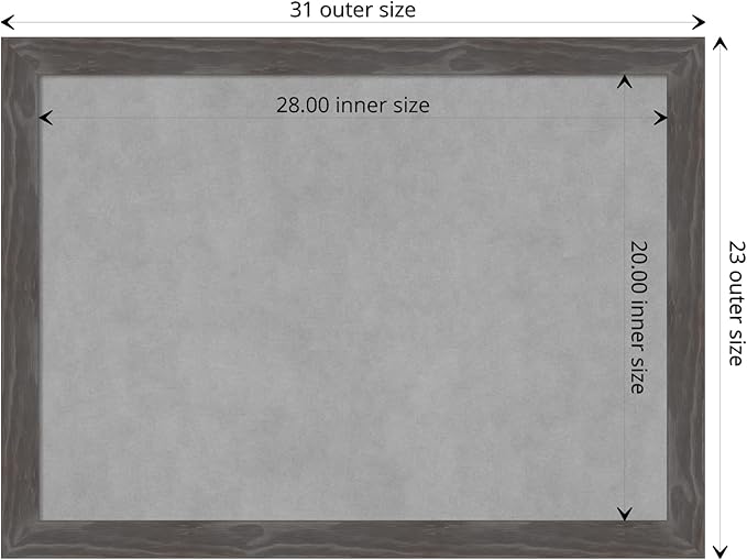 Amanti Art Grey Framed Magnetic Board 23x31 Medium Vision Board for use with Magnets, 100% Metal Sheet to Display Items as Office Decor or for Home Organization in mudroom, Kitchen or Kids Room