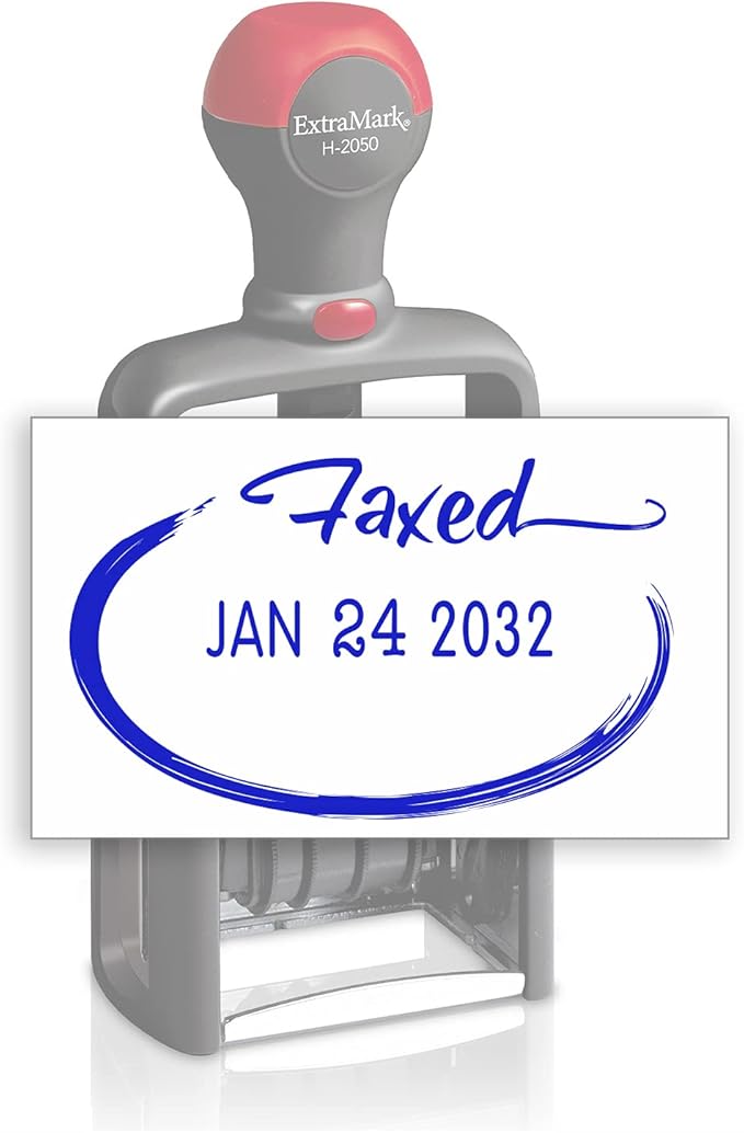 Heavy Duty Style Office Date Stamp with FAXED - Self Inking Dater - Style C - Blue Ink Color