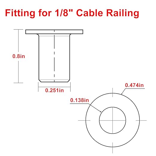 BLIKA 80 Pack Stainless Steel Protector Sleeves for 1/8" Deck Cable Railing, for Wood/Composite Posts, T316 Marine Grade, Cable Railing Protector Sleeves