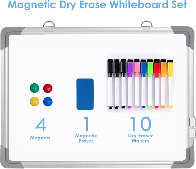 ARCOBIS Weekly Dry Erase Board for Wall, 12" x 16" Magnetic Calendar Whiteboard, Small Hanging Double-Sided White Board for Planning, Memo, to Do List, Drawing, School, Home, Office