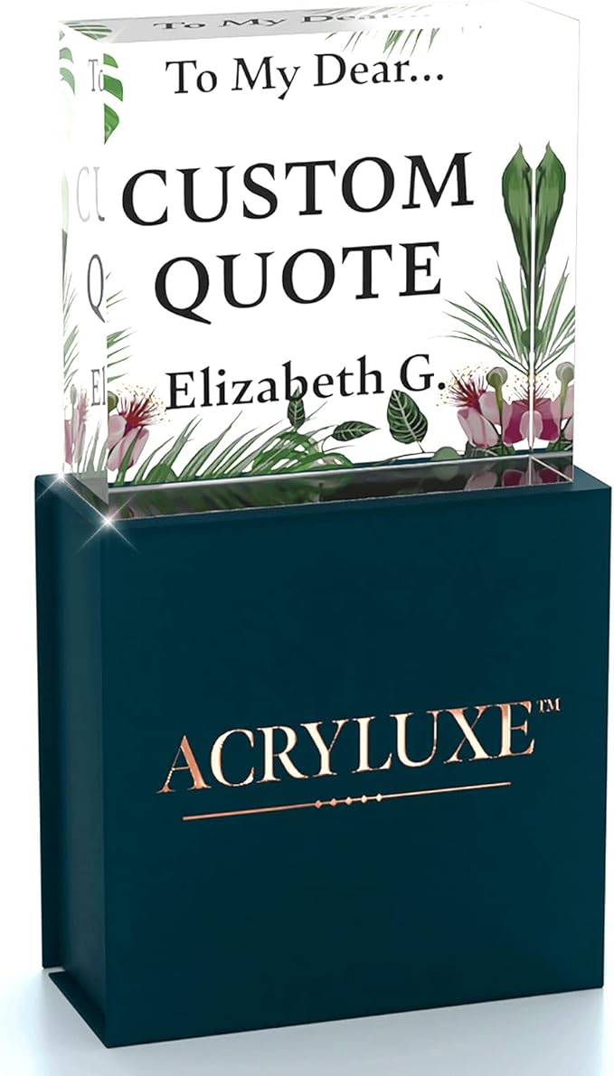 Personalized Gifts, Custom Quote Block Letter Board,Crystal-Clear Acrylic With Gift Box,17 Styles, Holiday and Christmas Gift for Mom, Dad, Girlfriend, Him or Her, Husband, Wife (4"x4, Garden)