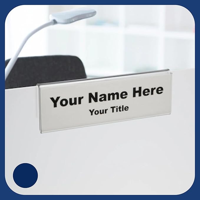 50-Pack 8.5" x 2" Acrylic Name Plate for 1" Cubicle Wall Glass – Custom Name Sign Holder – Single Sided Acrylic Display Stands - Placard Label Holder Use for Classroom, Offices, Office Door