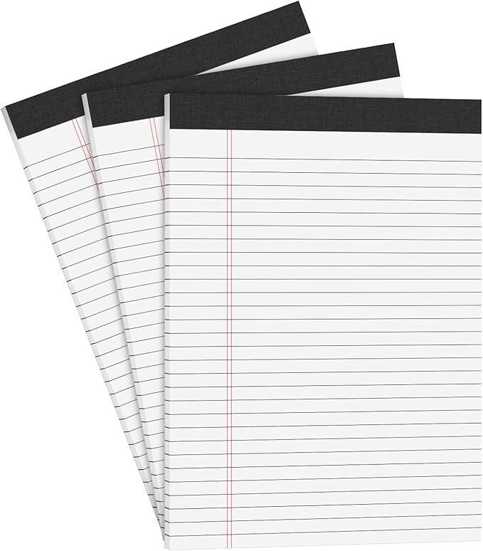 AILZFEI 3 Pack Legal Pads 8.5 x 11 inch Notepad, 30 Sheets per Note Pads Wide Ruled Legal Pads, Pads of Paper Writing Pad - Ideal for Office, School or Home Use