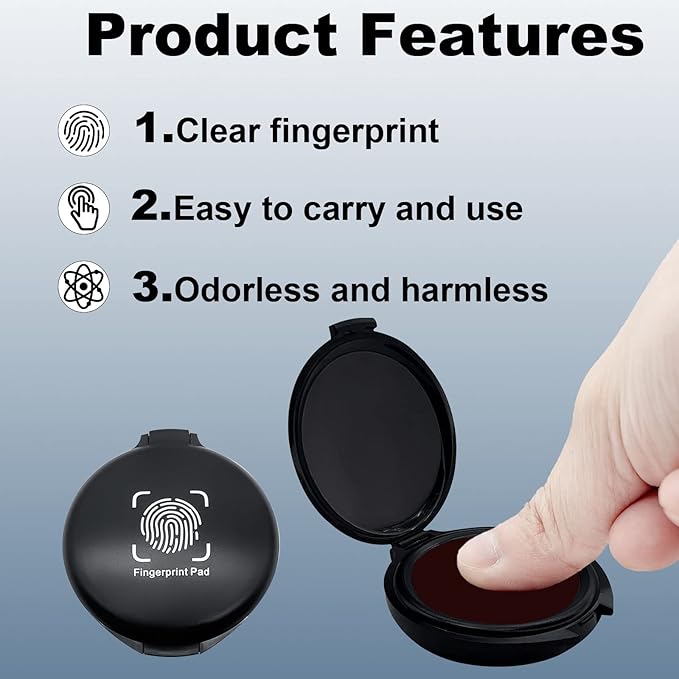 Fingerprint Ink Pad,Red Thumbprint Ink Pad for Notary Supplies Portable Fingerprint Ink for Identification Security ID Fingerprint Cards Law Enforcement Fingerprint Stamp Ink Pad