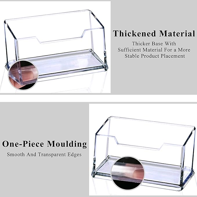 Meschett 3 Pack Clear Acrylic Business Card Holder, Name Card Organizer for Desk Fits 50 Business Cards