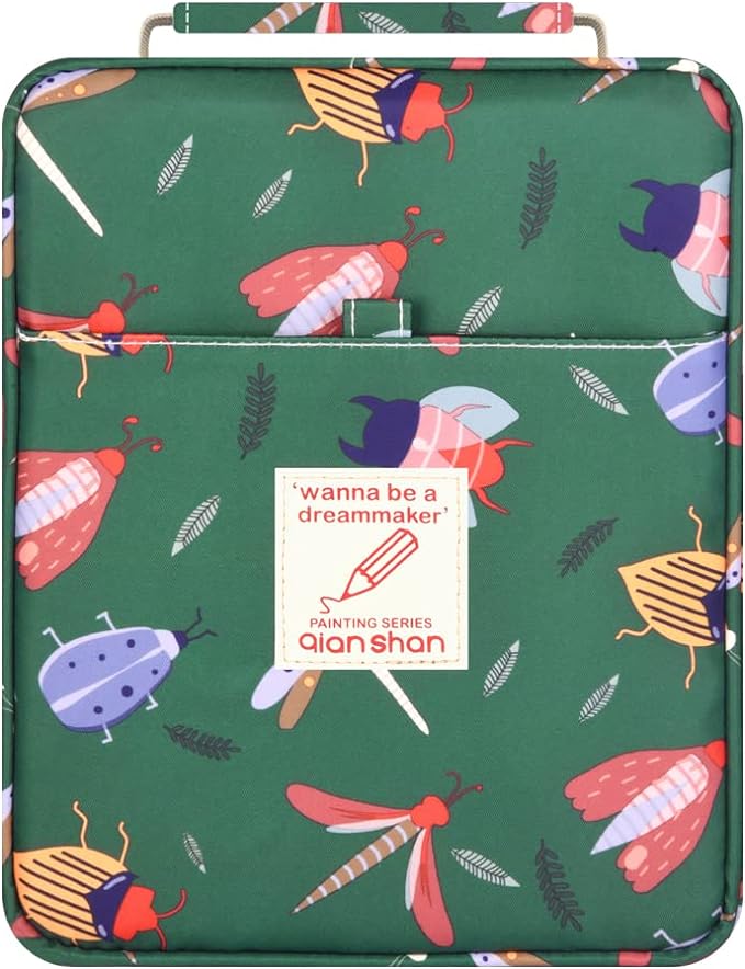 Pencil Case Holder Slot - Holds 202 Colored Pencils or 136 Gel Pens with Zipper Closure - Large Capacity Polyester Pen Organizer for Watercolor Pens or Markers - Perfect for Artist Green Dragonfly