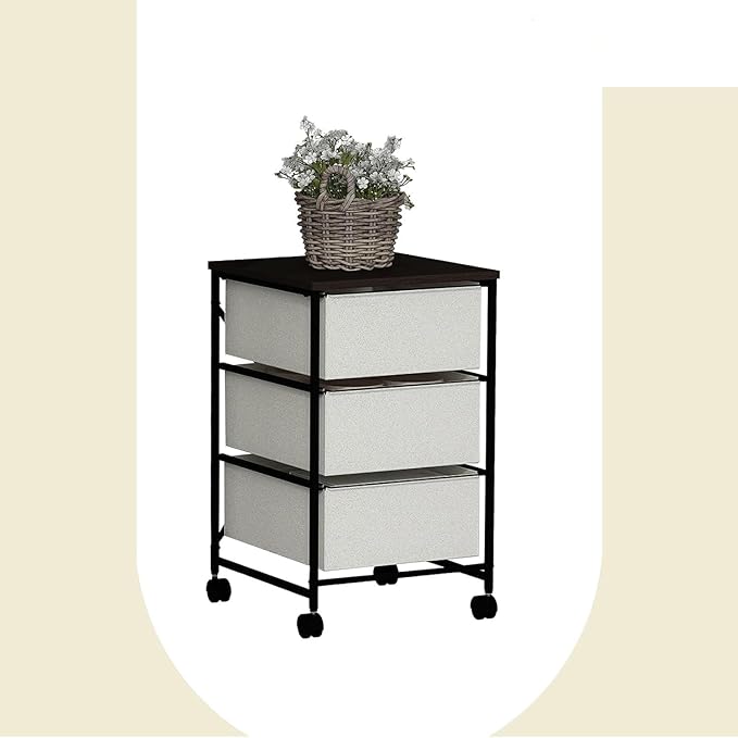 CASUNER Small Cabinet with Drawers Rolling 3 Drawer Mobile File Cabinet for Home Office Storage and Organization, Fabric Vertical Under Desk Storage for A4/Letter Files(