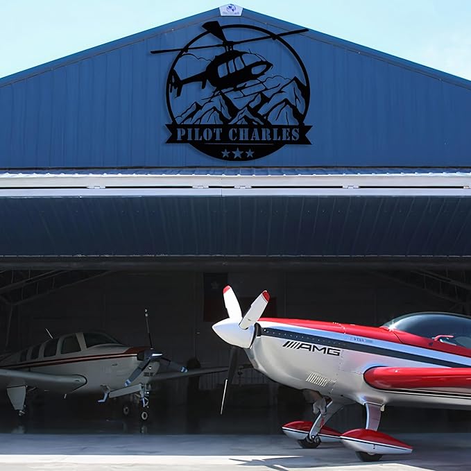 Personalized Metal Airplane Wall Art, Airplane Name Sign, Customized Pilot Name Sign, Airplane Hangar Sign Decor, Aviation Home Office Decor, Large Outdoor Decor, Pilot Gifts, Aircraft Lovers Gift