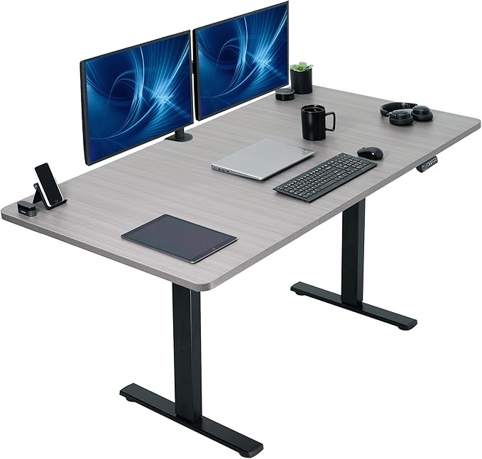 VIVO Electric 71 x 36 in Standing Desk, Memory Height Adjustment, 1B Series, Holds 220 lbs, Dark Gray Top Black Frame, DESK-KIT-1B7G-36