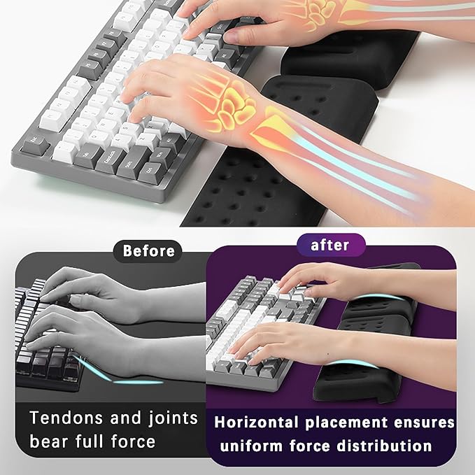 Pack of 2 L-Shaped Wrist Rest Keyboard, Memory Foam Arm Rest Desk, Ergonomic Wrist Rest for Palm, Wrist & Forearm, Office & Home(Purple)