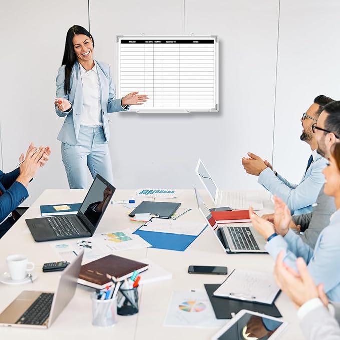 Lincia 24 x18 Project Planning Board Aluminum Frame Dry Erase Board with Lines, Wall-Mounted Whiteboard for Scheduling, to Do Lists & Weekly Planning, Reusable Office Calendar for Home & Work