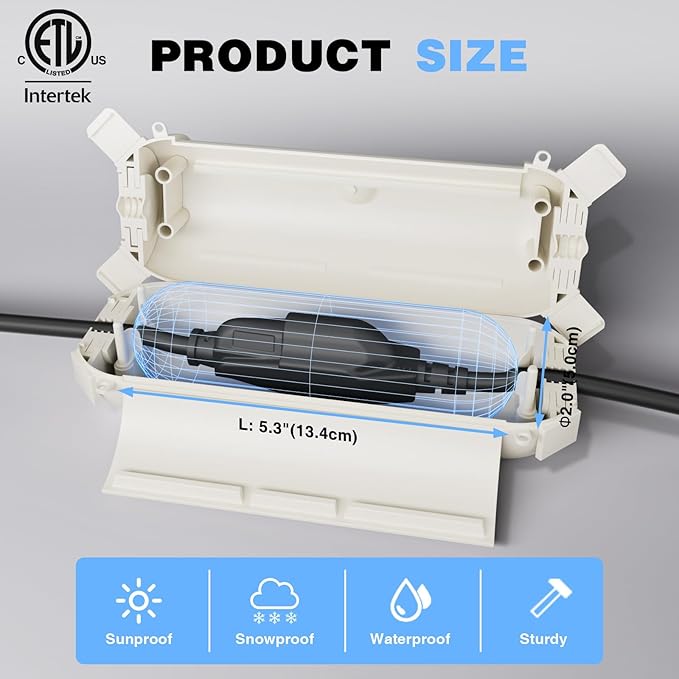 Flemoon [3 Pack] Outdoor Extension Cord Safety Cover with Waterproof Seal, Weatherproof Electrical Connection Box for Outdoor Outlet, Plug, Socket, Halloween, Christmas Holiday Decoration Light, White