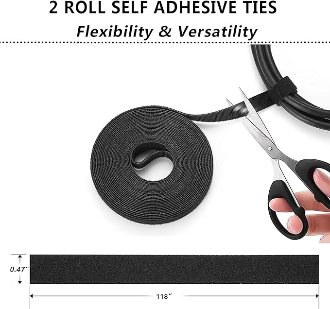 DRIVUU 311Pcs Cable Management Organizer Kit 4 Cable Sleeve Split,53Cable Clips 12Cord Clips Holder,22 Cable Ties, 20 Adhesive Wall Cable Tie, 200Fasten Cable Ties for TV Office Home Electronics