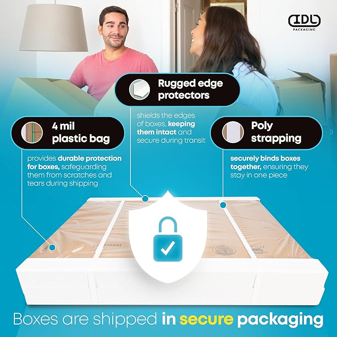 Medium Shipping & Moving Boxes 18"L x 10"W x 12"H (25-Pack) - Extra Strength 200 lb vs Regular - Corrugated Moving Boxes, Made in USA - Heavy Duty Box for Packaging by IDL Packaging