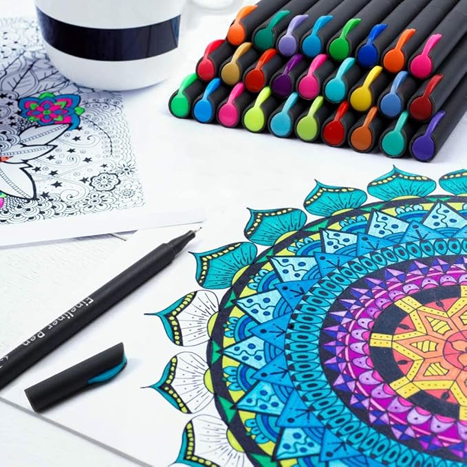 Tebik 65 Pack Planner Colored Pens, 60 Assorted Colors Drawing Pens with 5 Different Stencils, Perfect for Dotted Journal Planner Writing Note Calendar Coloring Office School Supplies