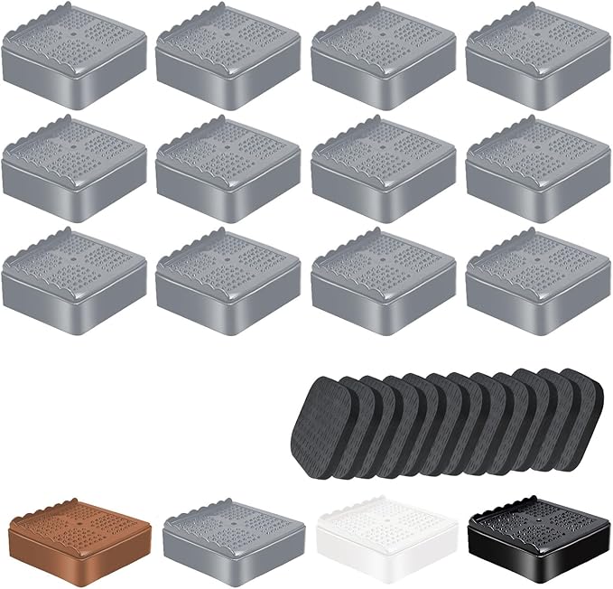 shouwuhho Furniture Risers, 12 Pack Bed Risers with Non-Slip Grip and Heavy Duty Support, 1 Inch 2 Inch 3 Inch 4 Inch Height Lift for Couch, Sofa, Table, Desk, Chair, Refrigerator - Gray, 1 Inch
