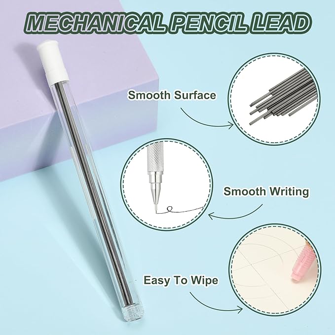 PATIKIL 240Pcs HB Mechanical Pencil Lead, 0.5mm Black Lead Refill Break Resistant Pencil Refills for Writing Supplies, White